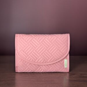 Chic Pink Quilted Jewelry Travel Organizer